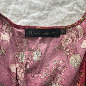 House of Harlow silk, tie front crop top